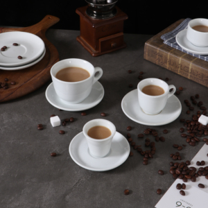 Set di tazze da caffè Espresso in porcellana professionale da 55ml di spessore-tazze da Latte per Cappuccino da 8mm con piattini per caffè domestico - Product Image 5