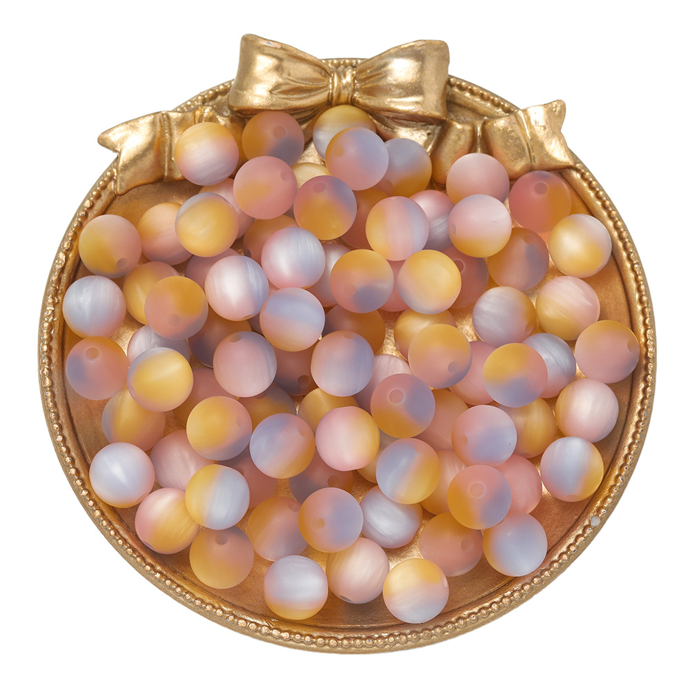 iridescent matte beads - blue, pink, yellow