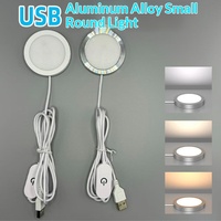 Lampe LED Ronde USB Sunssy, Ultra-Fine en Alliage d'Aluminium, Blanc Chaud, Tactile, Câble 5V, Modèle Imprimé en 3D