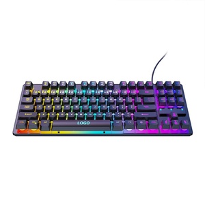 Teclado Gamer Ergonómico Mini Óptico con Cable USB Personalizado de Alta Calidad 2024, Retroiluminado, Completamente Negro, 87 Teclas, GKL-8002 - Product Image 3