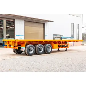 3 Axle Flatbed Semi-Trailer 20FT 40FT 12 Wheeler Tri-axil Vehicle Flat Bed Semi Trailer