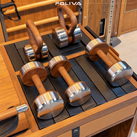Ensemble d'haltères en bois de noyer de qualité supérieure, poids à main en acier inoxydable pour hôtel, salle de sport, studio, appartement, équipement d'entraînement de musculation