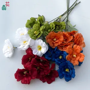 زهور من الحرير عالية الجودة تسع رؤوس لتزيين حفلات الزفاف من نبات الهبيسكس