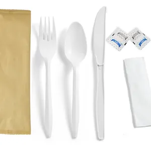 Экологически безопасная упаковка, одноразовая ложка с принтом, набор вилок для ножей, салфетки, посуда, столовые приборы