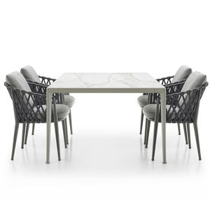 फैक्टरी थोक कम MOQ स्टाइलिश आँगन मेज और एल्यूमीनियम मिश्र धातु कुर्सी सेट - Product Image 5