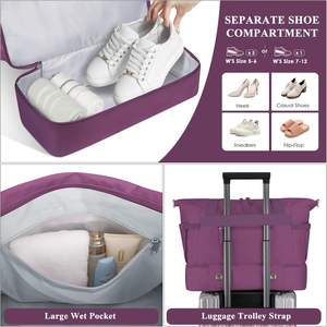 Sac de voyage tendance pour femme, best-seller, avec compartiment à chaussures à fermeture éclair, sac de week-end et de nuit, poche étanche et port USB - Product Image 4