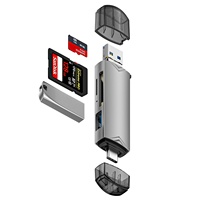 Lector de tarjetas OTG de alta velocidad tipo C 3,0, diseño de aleación de aluminio, teléfonos móviles, computadoras, tabletas, compatible con tarjeta SD, memoria de disco U