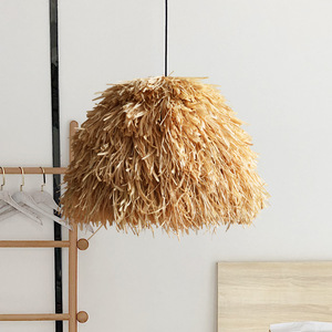 Luminaire suspendu rond en paille tressée, LED E27, pour salon ou maison d'hôtes - Product Image 4