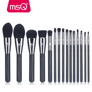 Msq Chuyên Nghiệp 15Pcs Màu Đen Tổng Hợp Tóc Tay Cầm Bằng Gỗ Fan Hâm Mộ Bàn Chải Thiết Lập Chất Lượng Cao Cấp Nền Tảng Che Khuyết Điểm Bàn Chải Cạo Râu - Product Image 2