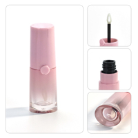 6ml gradiente Rosa vacío corto grasa brillo de labios tubos largos Mini con varita grande de cepillo aplicador de punta diseño de logotipo personalizado
