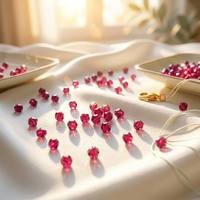 Strass à coudre en époxy bicones facettés rouge rubis 4 mm, perles à 2 pointes pour broderie machine, production rapide pour vêtements