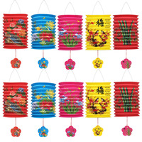 Lanterne suspendue multicolore à motif floral, lanterne en papier chinoise, lumière LED, éclairage décoratif pour boutique, studio, école