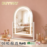 Miroir de Maquillage Lumineux Incurvé avec Haut-parleur Bluetooth, Rechargeable sans Fil Type-C, Tactile et Dimmable, pour Diffusion en Direct, OEM