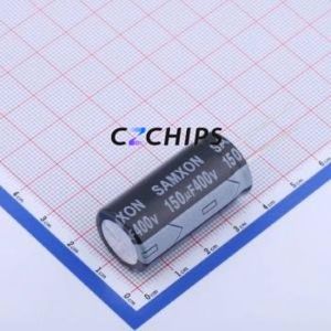 Condensateur électrolytique en aluminium à montage traversant ERT157M2GL35RR, composant à montage traversant THT, D18xL35mm 150uF 20% 400V 7.5mm - Product Image 1