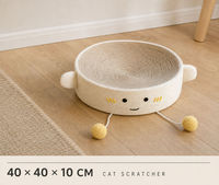 Griffoir pour chat en corde de coton motif visage mignon, canapé pour chat en corde de sisal, mobilier pour animaux de compagnie beige 40 x 40 x 10 cm pour chats d'intérieur