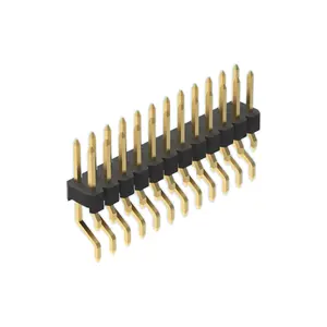 Personalizado 2,54mm macho doble fila ángulo recto SMT pin header 2,54mm conector de latón chapado en oro para la venta