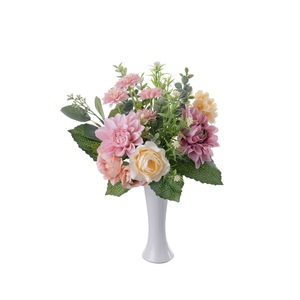 ช่อดอกไม้ประดิษฐ์ CallaFloral สีชมพูพีช สำหรับตกแต่งงานแต่งงาน ทำด้วยมือจากพลาสติกและผ้าทอ รุ่น CF01398 - Product Image 5