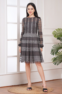 A sophisticated Mini <b>dress</b> with elegant detailing, perfect for evening events - Product Image 1