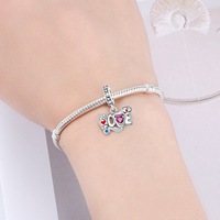 Breloques Winnie l'ourson, Pendentif Hawaïen style Cachemire avec lettre, Breloques en vrac pour enfants en zircon, plaqué argent, perle, barre et fleur