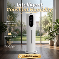 Humidificateur ultrasonique à brume froide et aromathérapie, capacité 8L, sur pied, électrique, en plastique, pour usage domestique, bureau, hôtel, avec télécommande