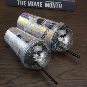 Nueva muñeca de astronauta de pajita de plástico doble, verano con hielo ligero, taza creativa de dibujos animados para estudiantes - Product Image 4