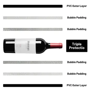 Double bulle intérieure de voyage en avion PVC transparent réutilisable avec logo personnalisé Protecteur de bouteille de vin Sac de transport enveloppant Sacs cadeaux