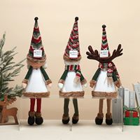 Ensemble de 3 décorations de Noël festives en peluche lumineuse musicale fonctionnelle, Père Noël, bonhomme de neige, cerf, parfait comme table d'appoint ou table de chevet