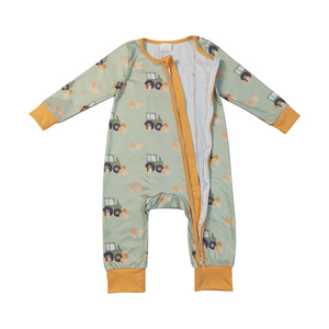 PM Me Stock Infant Tracteurs Citrouille Imprimer Zip Barboteuse pour Filles Automne Dormeur Doux Coton Biologique En Gros Nouveaux Vêtements De Bébé - Product Image 2