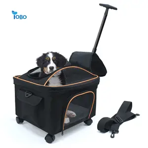 Rolling Airline Approved Telescopic Handle And 360 Wheels Shoulder Strap Pet Cat Dog Travel Carrier