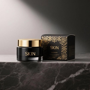 Custom Logo Frosted Cosmetics Moisture Face Eye Cream Glass Jars With Black Lids for Skincare Empty Body Scrub <b>Container</b> 30g 50g - Product Image 4