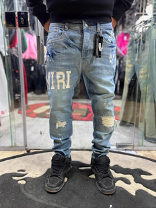 Amirys 2025 Pantalones Casuales para <span class=keywords><strong>Hombre</strong></span>, <span class=keywords><strong>Jeans</strong></span> Biker Ajustados con Bordado, Denim Desgastado de Algodón, Tendencia de Moda Unisex - Product Image 2