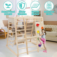 Ensemble de terrain de jeu intérieur 7 en 1 Pickler, structure de jeu en bois Montessori avec toboggan, mur d'escalade pour enfants