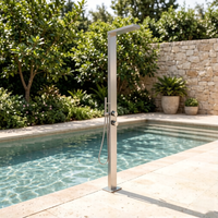 Ensemble de douche extérieur à montage au sol HONGDEC, colonne de douche en acier inoxydable SUS304 avec mitigeur chaud/froid pour projets de plage et de piscine