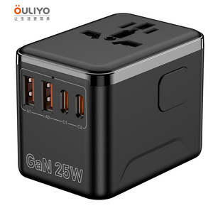 OULiYO GaN Travel <b>Adapter</b> 25W PD Fast Charging Universal <b>Plug</b> With 4 <b>USB</b> Ports For Global Use - Product Image 3
