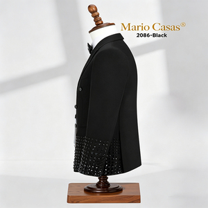 Abito da uomo fatto a mano con perline e strass, <span class=keywords><strong>taglie</strong></span> forti, 2 pezzi, stile italiano, giacca monopetto e pantaloni, smoking scintillante con paillettes per matrimonio - Product Image 3