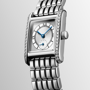 Reloj de Cuarzo para Mujer, Rectangular, Bisel con Diamantes, Números Romanos, Correa de Acero Inoxidable, Esfera Pequeña para Segundos, Reloj de Pulsera Longinesing - Product Image 2