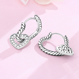 Nuevos pendientes/argollas de serpiente en forma de corazón de latón blanco con circonitas, con temática animal – un regalo perfecto para ella - Product Image 6