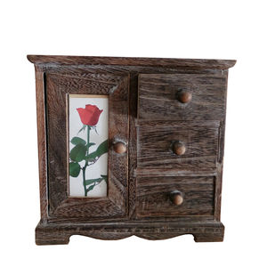 רטרו במצוקה תיק תכשיטים מעץ 3 מגירות - Product Image 1