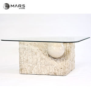 Design speciale Beige chiaro travertino tavolino <span class=keywords><strong>in</strong></span> <span class=keywords><strong>vetro</strong></span> tavolo <span class=keywords><strong>in</strong></span> pietra naturale pietra naturale tavolino da caffè per Hotel - Product Image 1