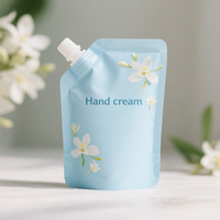Sac d'emballage par extrusion de pâte bleu clair imprimé personnalisé sac de pochette à bec pour crème pour les mains savon liquide sac d'emballage en plastique