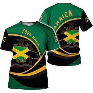 T-shirt décontracté en polyester pour homme à manches courtes, style drapeau et carte de la Jamaïque 2026, à rayures diagonales multiples, idéal pour l'été - Product Image 2