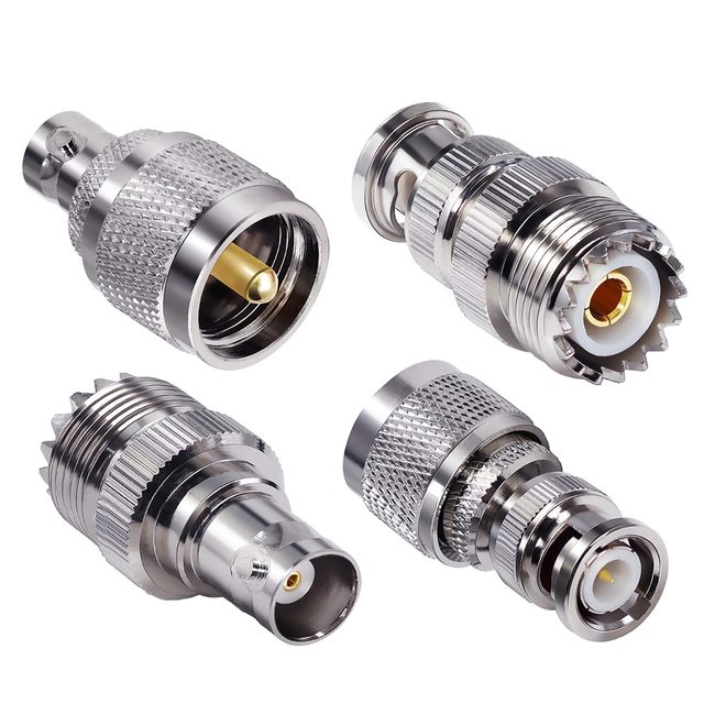 UHF to BNC RF Connector Coaxial PL259 SO239 to BNC Adapter for Antennas Wireless LAN Devices Wi-Fi CB Radios External Antenna