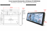 TMK Sonnenlicht-Lesbares 15 Zoll TFT LCD Modul 1920x720 Bar IPS 1000 Nits LED-Hintergrundbeleuchtung LVDS 60 PIN Bildschirm für Outdoor-Digitalanwendungen