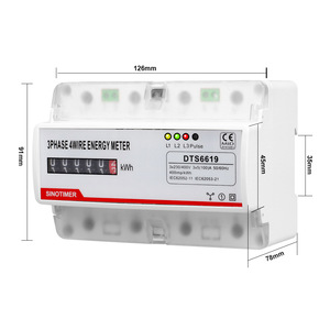 Compteur d'énergie électronique multifonction triphasé 4 fils SINOTIMER DTS6619-044/DTS6619-043, puissance, tension, courant, kWh, wattmètre - Product Image 2