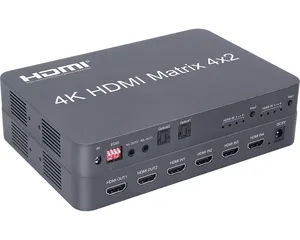 Baru Aluminium 4K HDMI Matrix 4X2 R/L Busur untuk TV