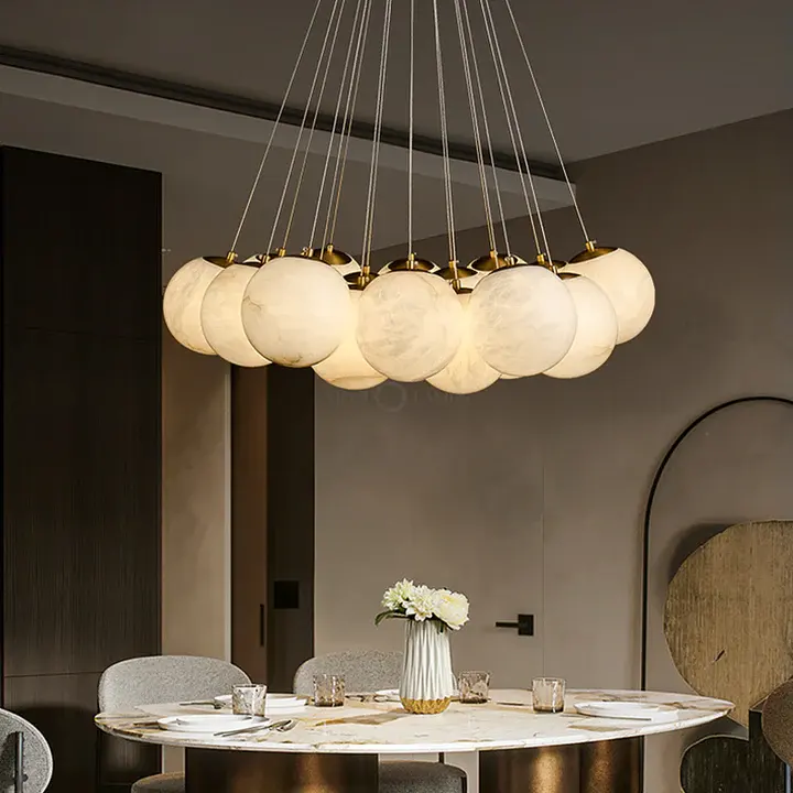 Modern style creative alabaster restaurant interior decoration lamp alabaster lamp round balloon spherical chandelier