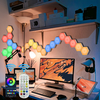 5V hexagone rvb applique murale bricolage LED panneau lumineux musique synchronisation salle de jeu décoration lampe en nid d'abeille