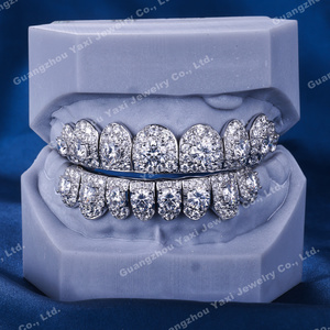 מותאם אישית גברים נשים תחתון עליון 10 8 6 hipop s925 זהב מלא מצופה perm לחתוך עגול יהלום מושלם moissanite שיניים grillz - Product Image 4