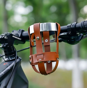 Leather Bicycle Water Bottle Holder Bike Bottle Cage <b>Clamp</b> Mount Cycling Accessory - Product Image 3