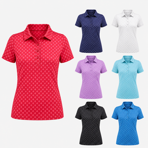Custom Women's Golf Polo Shirt Ladies Printed Performance Polo Shirts All Over Print Quick Dry Breathable Stretch OEM ODM - Product Image 2